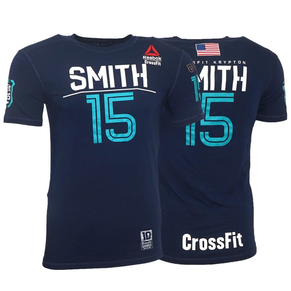 Ben Smith #15 Reebok Men’s 2016 CrossFit Games Navy Blue Burnout T-Shirt