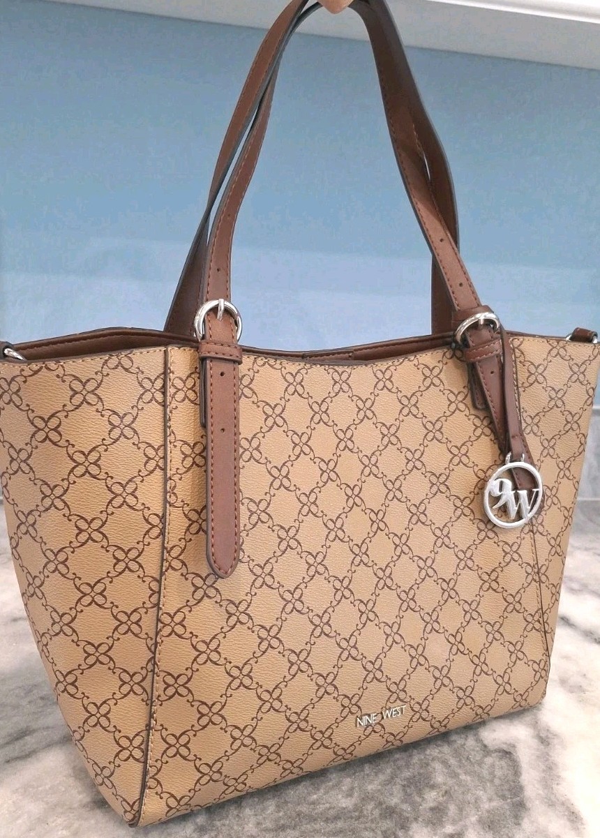 Nine West Tote Dbl Handled Adjustable Shoulder Handbag Multi Pockets