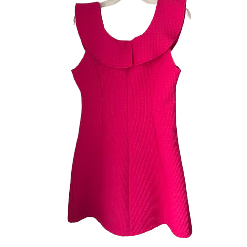 SHE & SKY LA Hot Pink Spring Waffle Print Collared Lapel Sleeveless Dress Size L