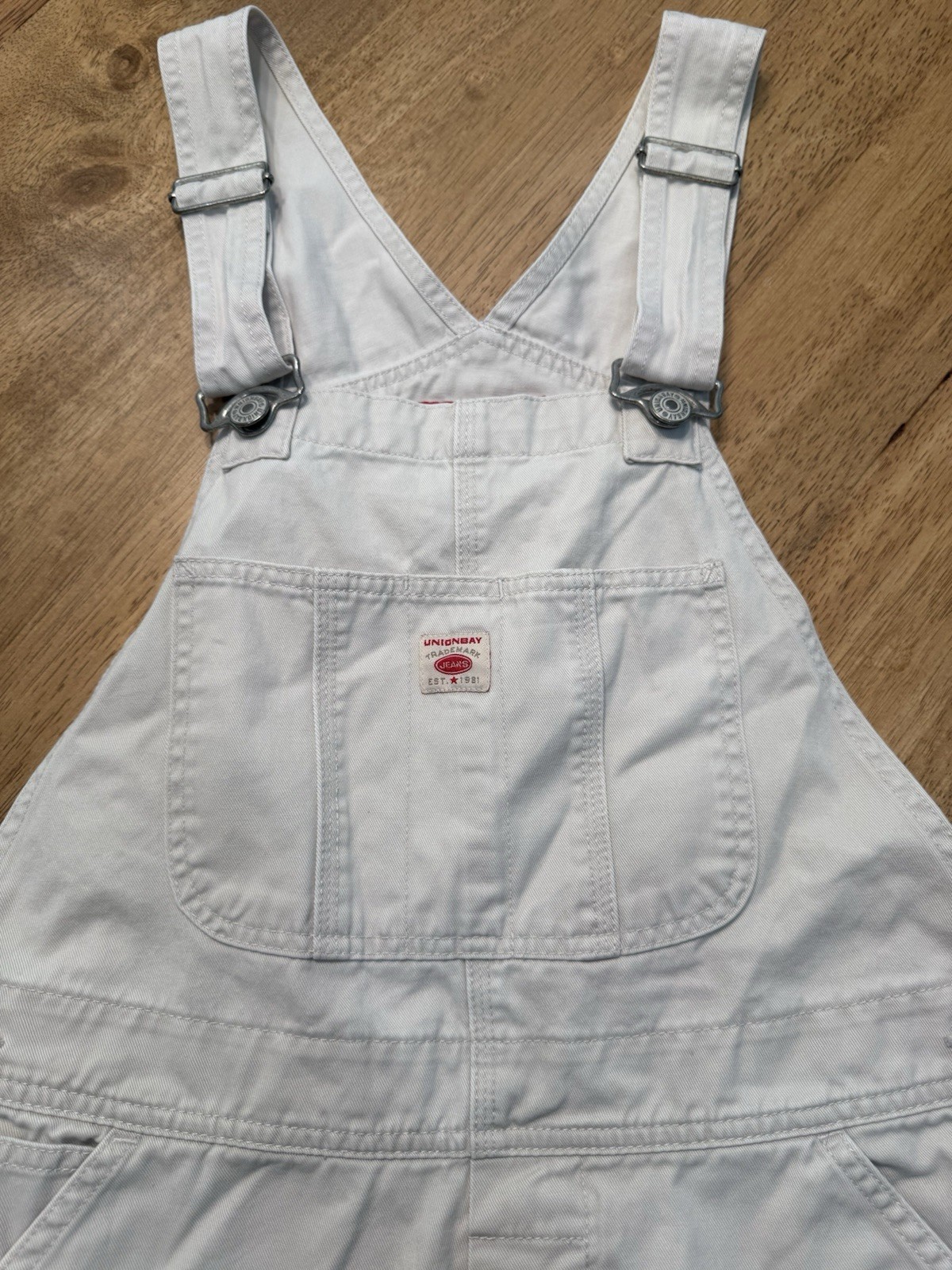 Unionbay Overalls Cream Sz Med Y2K 90s Vtg Bib Minimalist Carpenter Streetwear