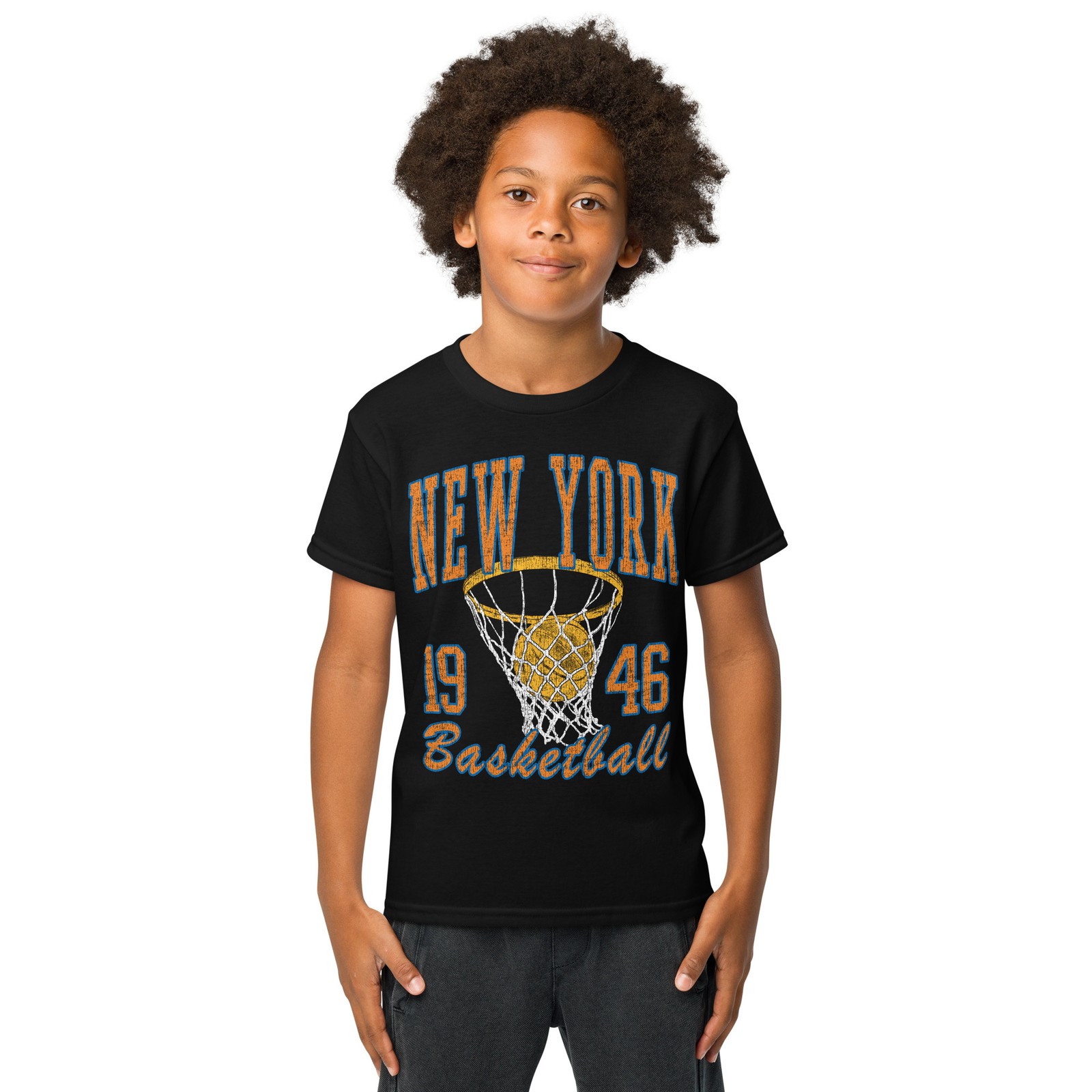 NEW YORK 1946 BASKETBALL VINTAGE STYLE YOUTH T-SHIRT KNICKS FINALS BRUNSON NEW