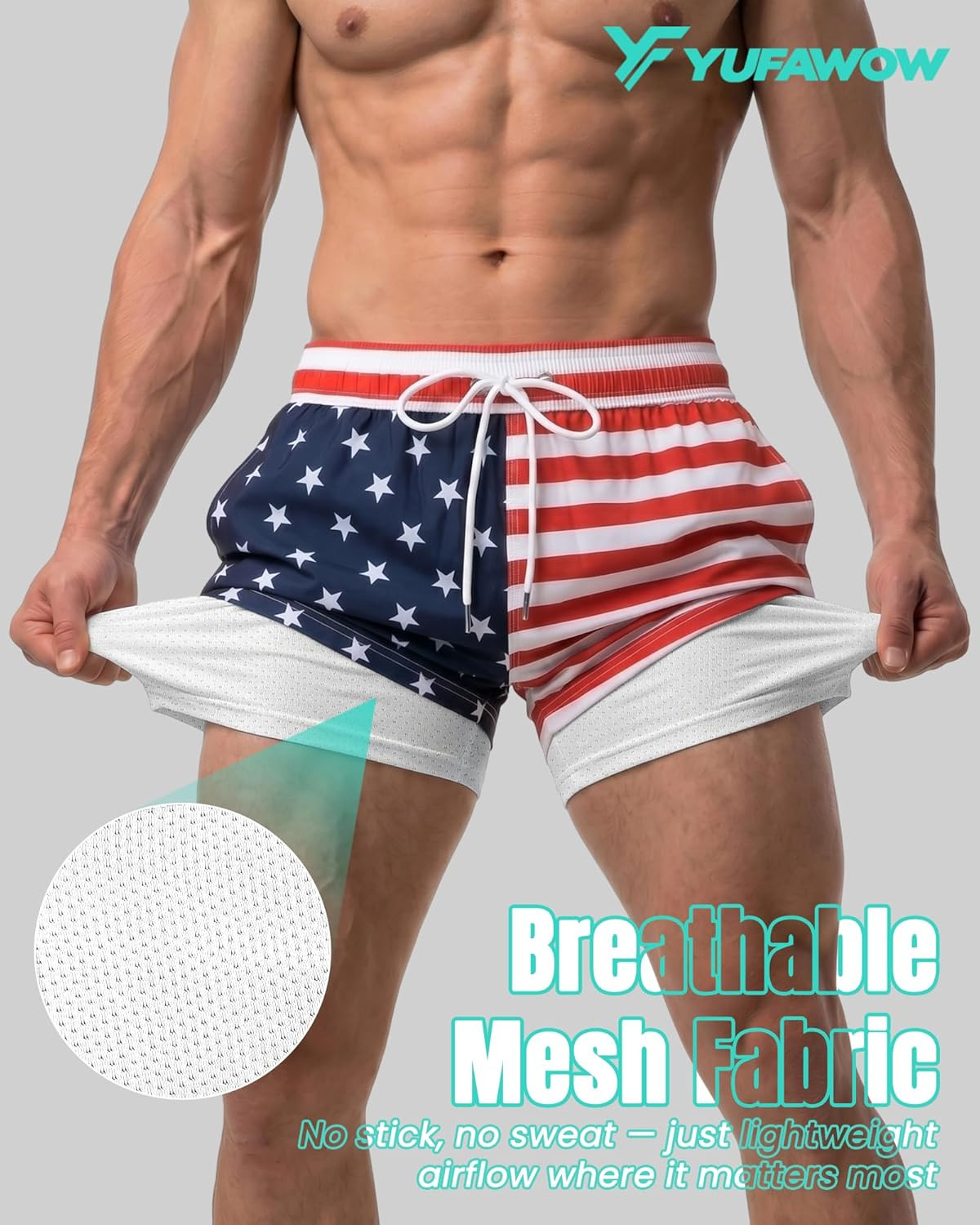 7 Inch Men Swim Trunks with Compression Breathable Liner Quick Dry Zipper Pocket