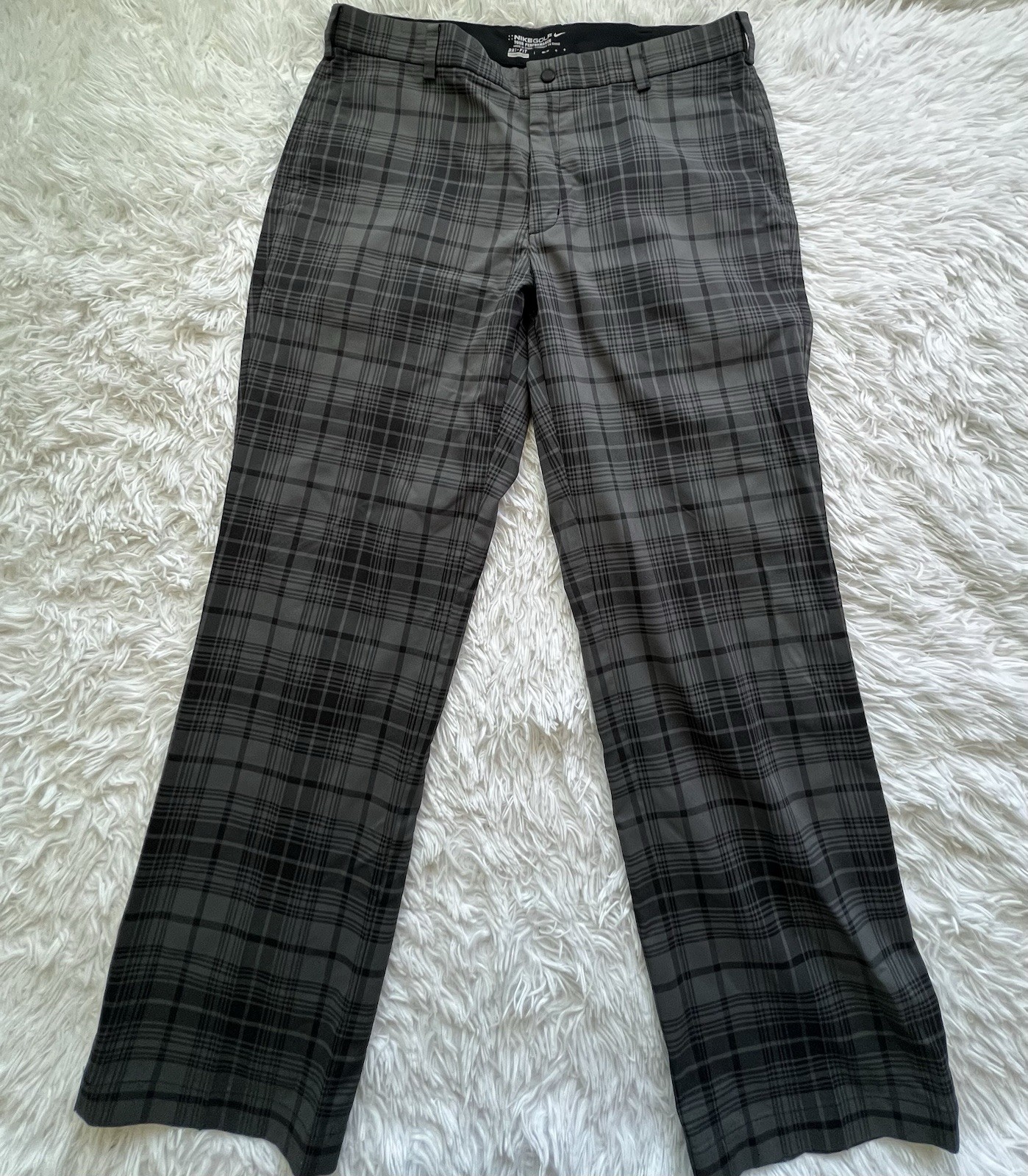 Nike Pants Mens 33×30 Gray Black Plaid Golf Tour Performance Dri-FIT Stretch