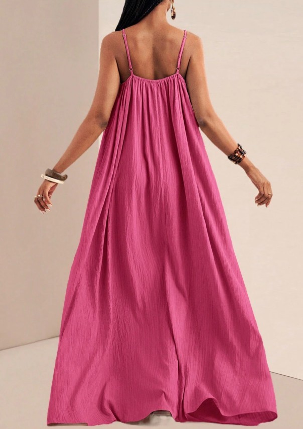 Summer Casual Wide Swing Hem Sleeveless Long Dress Relaxed Fit Floor Length Vaca
