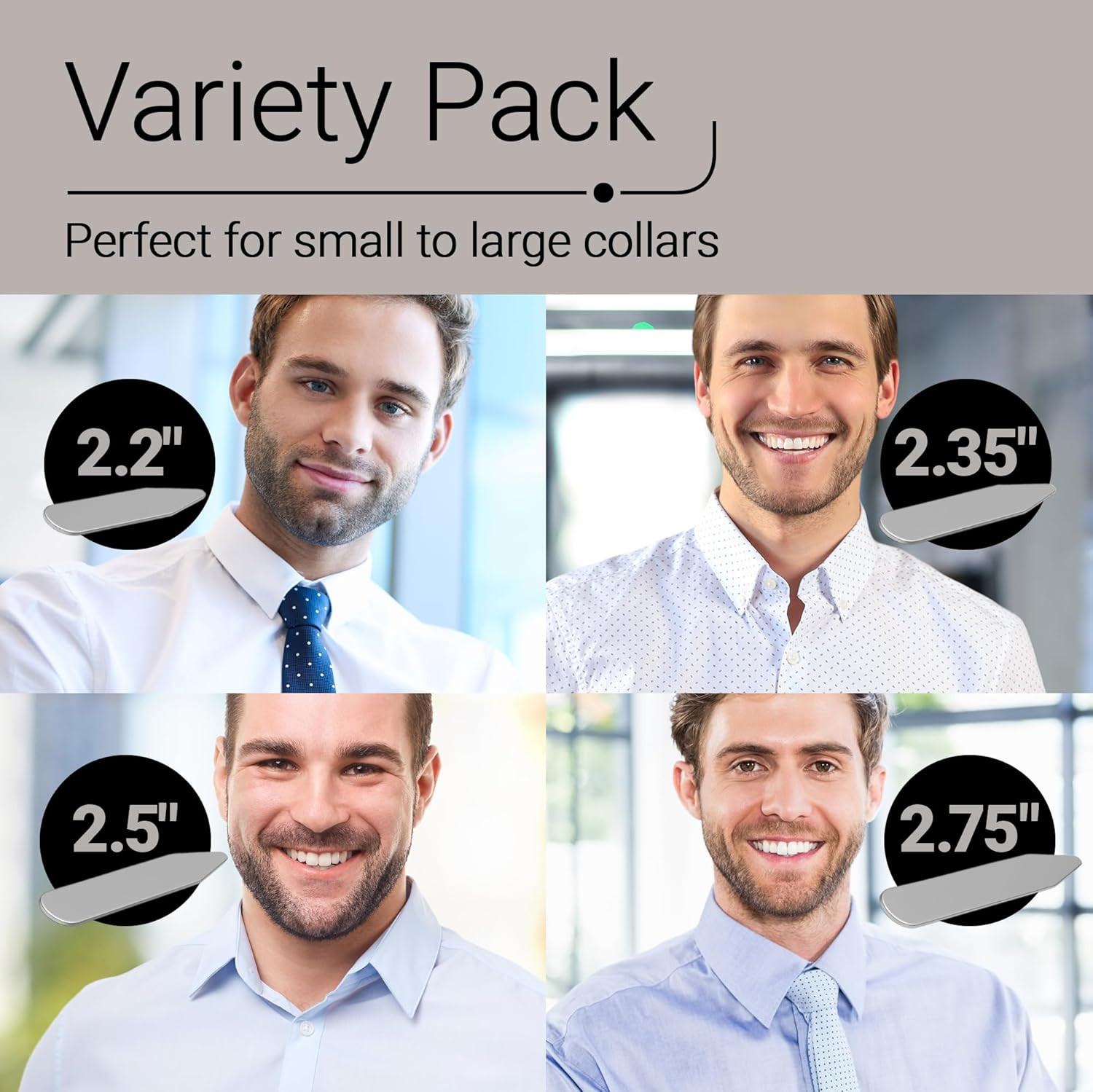 Collar Stays – 56-Piece Set in 4 Sizes with Precision Case – Gift for Sharp-Dres