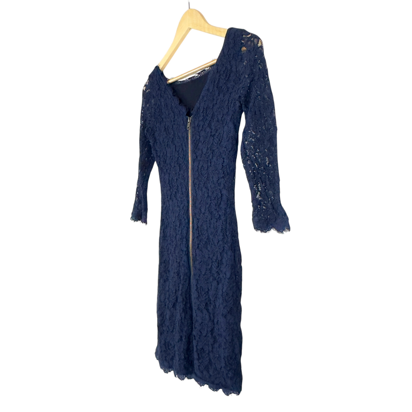 Diane Von Furstenburg Zarita Lace Mini Dress Navy Blue Women’s Size 2 Designer