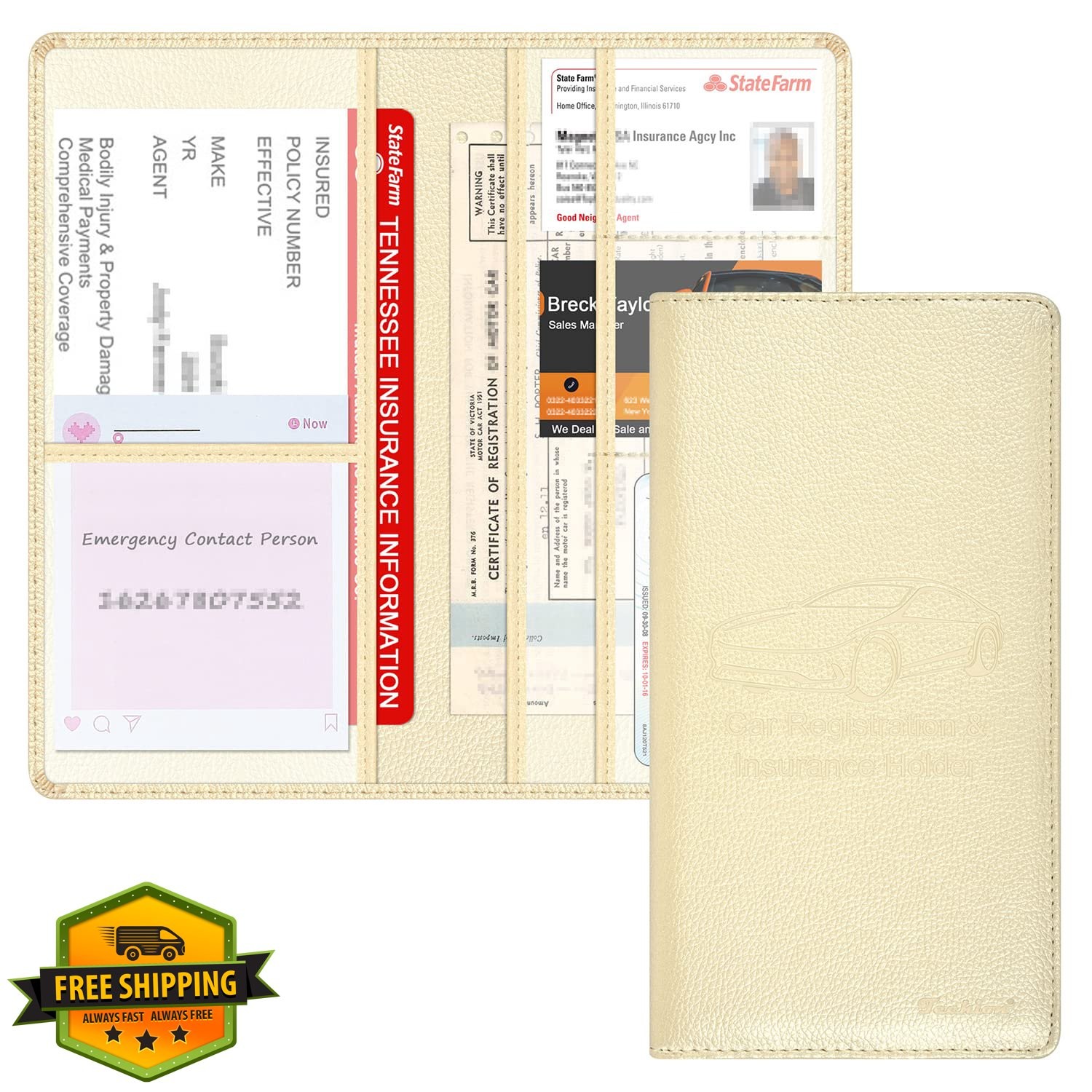 Techion Champagne glove box organizer wallet