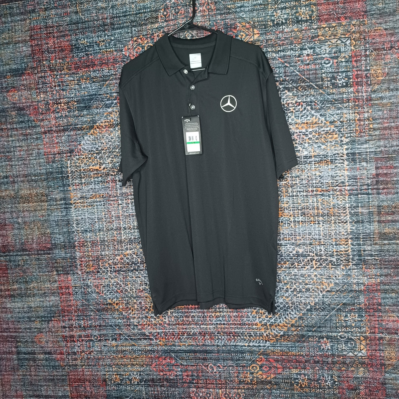 Callaway mens solid black Mercedes Benz mesh Opti Dry golf polo L NWT