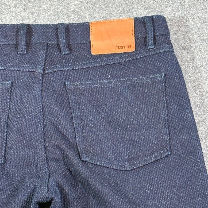Gustin 341 Indigo Sashiko Textured Jeans Mens 38 Straight Fit USA Fits 36×30