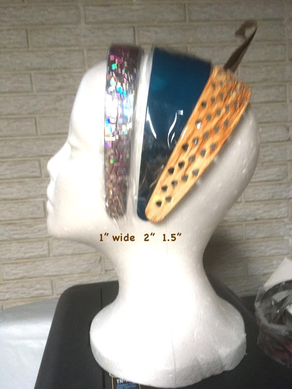 2 in wide HEART HARD HEADBANDS cutout see thru Yellow color