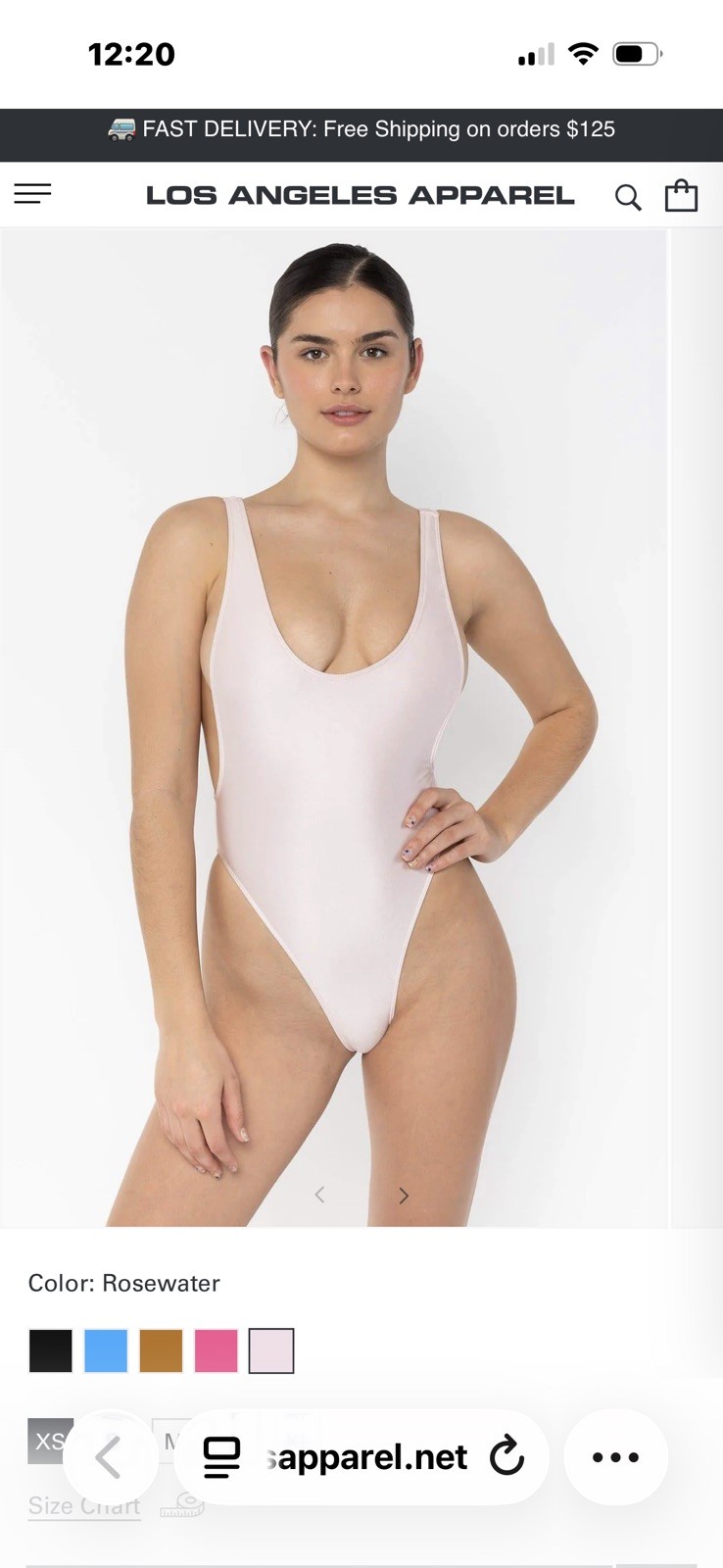 Los Angeles Apparel Rosewater Pink Laguna One Piece Bathingsuit Sz S UNWORN