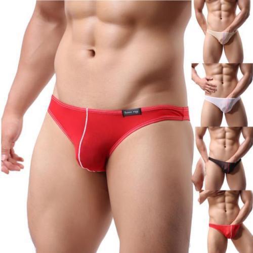 Men’s Slinky Smooth Stretch Transparent Nylon Mesh Triangle Back Brief Underwear