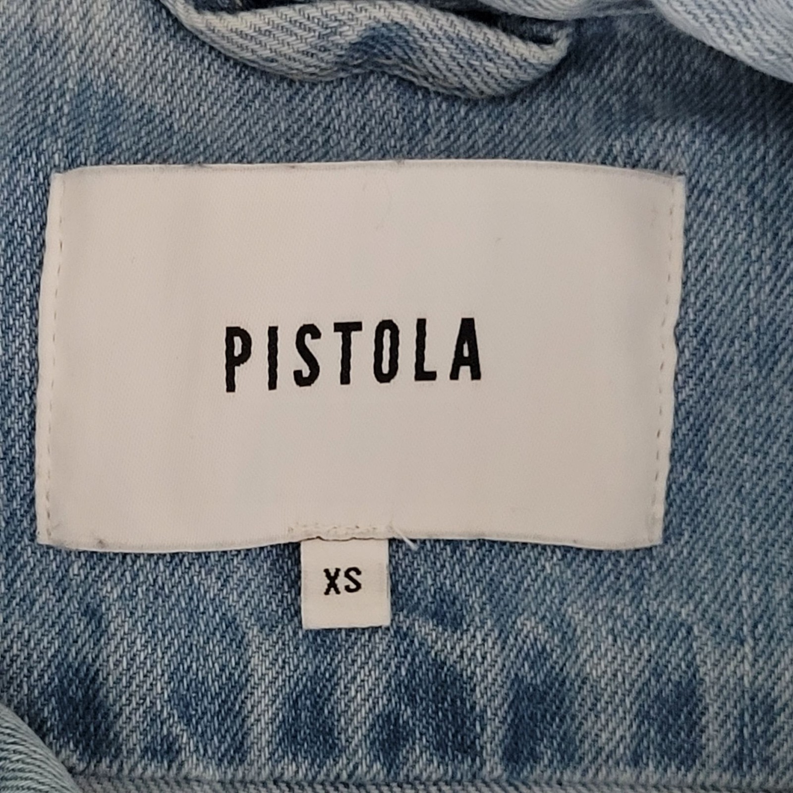 Pistola Distressed Button-Down Denim Shirt Size XS Blue Frayed Hem NWOT