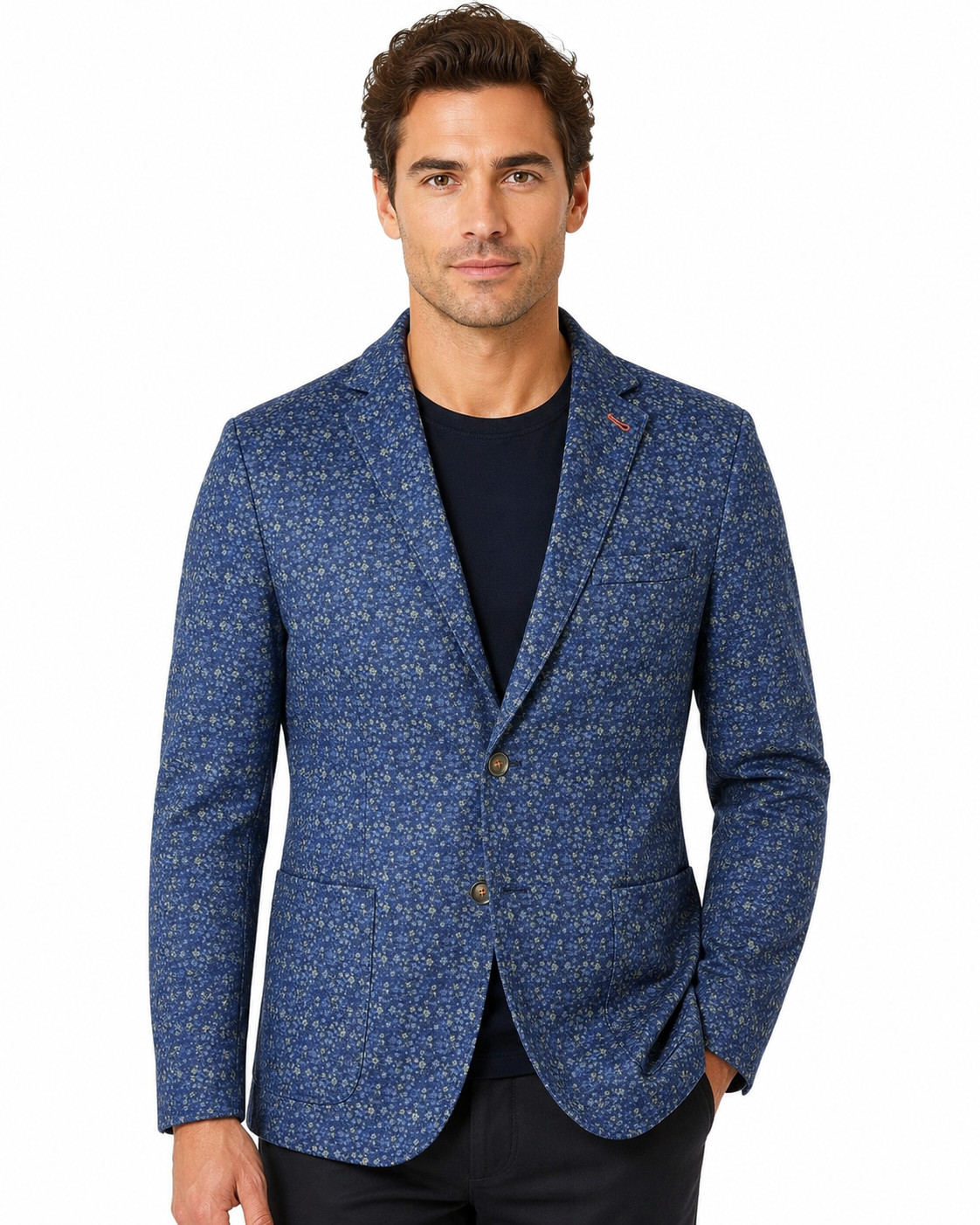 Tallia Mens Sports Coat Jacket Blazer New S Blue Floral Knit Stretch party