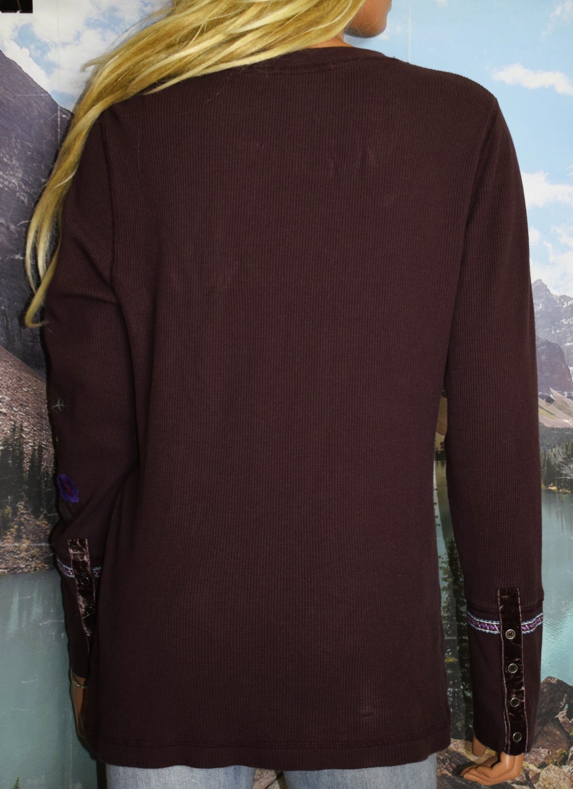 NWOT SUNDANCE CATALOG Frosty Fields Embroidered Top Petite Large