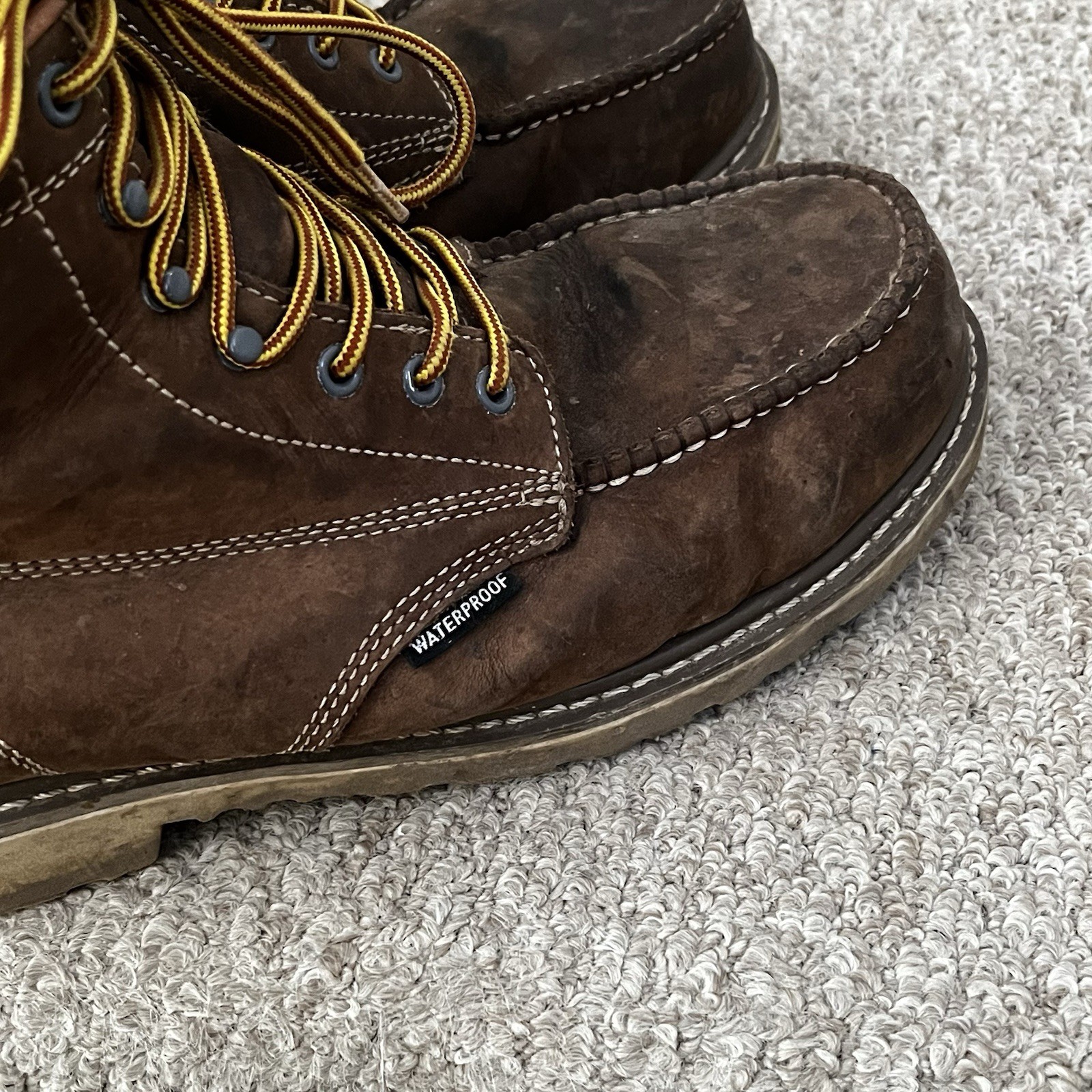 Iron Age Mens Steel Toe Waterproof Work Boots Size 11.5 W Brown Leather