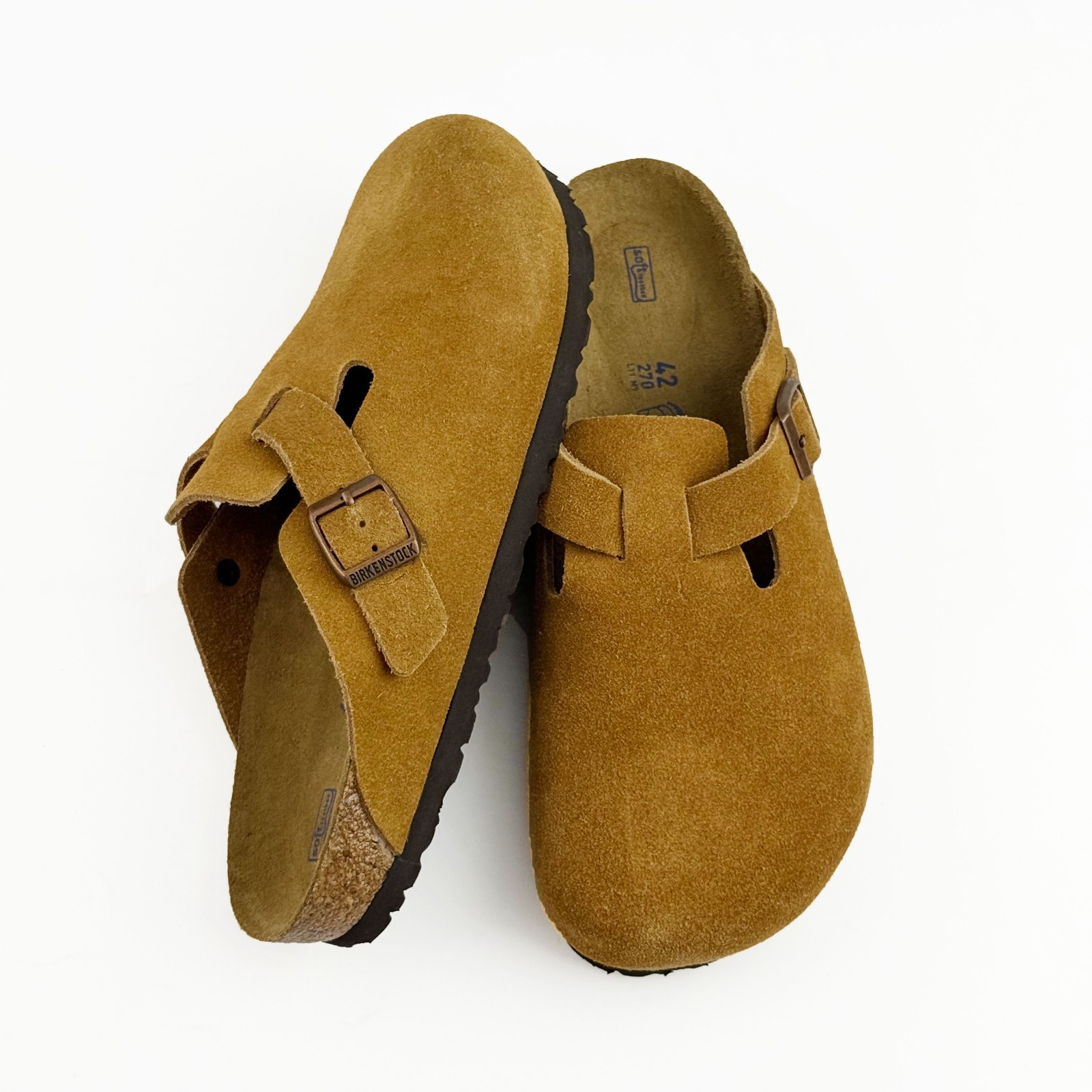 Birkenstock Boston Soft Footbed Suede Leather Mink Clog Unisex Shoes New