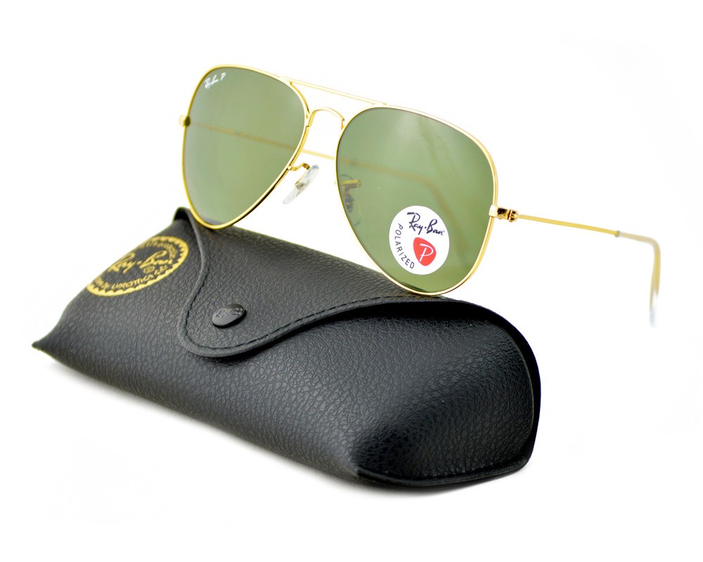Ray-Ban Sunglasses RB3025 Aviator Classic 58mm Gold Frame Polarized Green Lens
