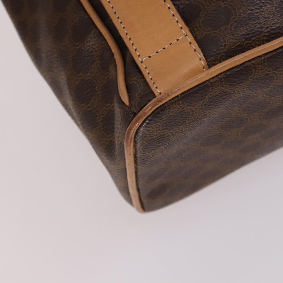 CELINE Macadam Canvas Backpack PVC Leather Brown Gold Auth ep10632