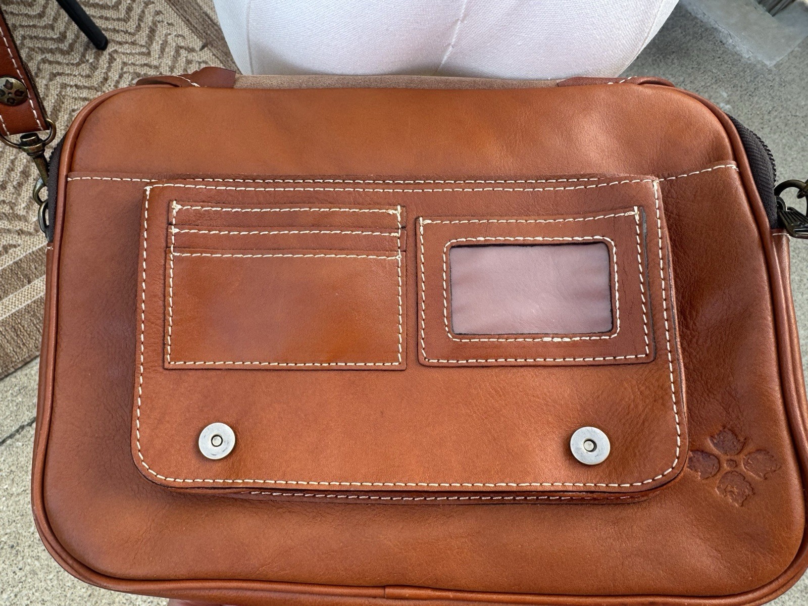 Patricia Nash Leather Crossbody Handbag Medium Brown Leather Adjustable Strap