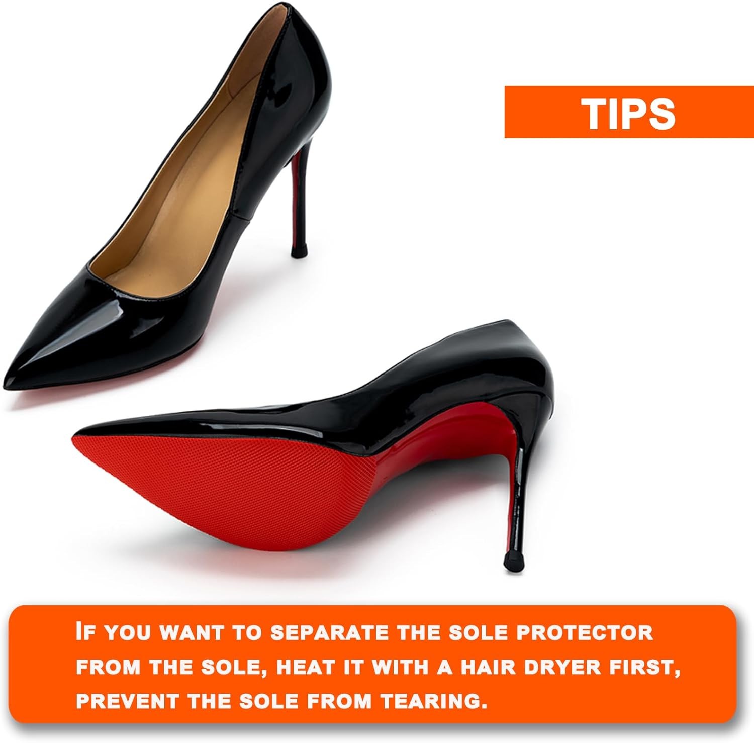 Red Sole Protectors, 4 Pcs Self-Adhesive Shoe Bottom Medium, 6″ by 4″,