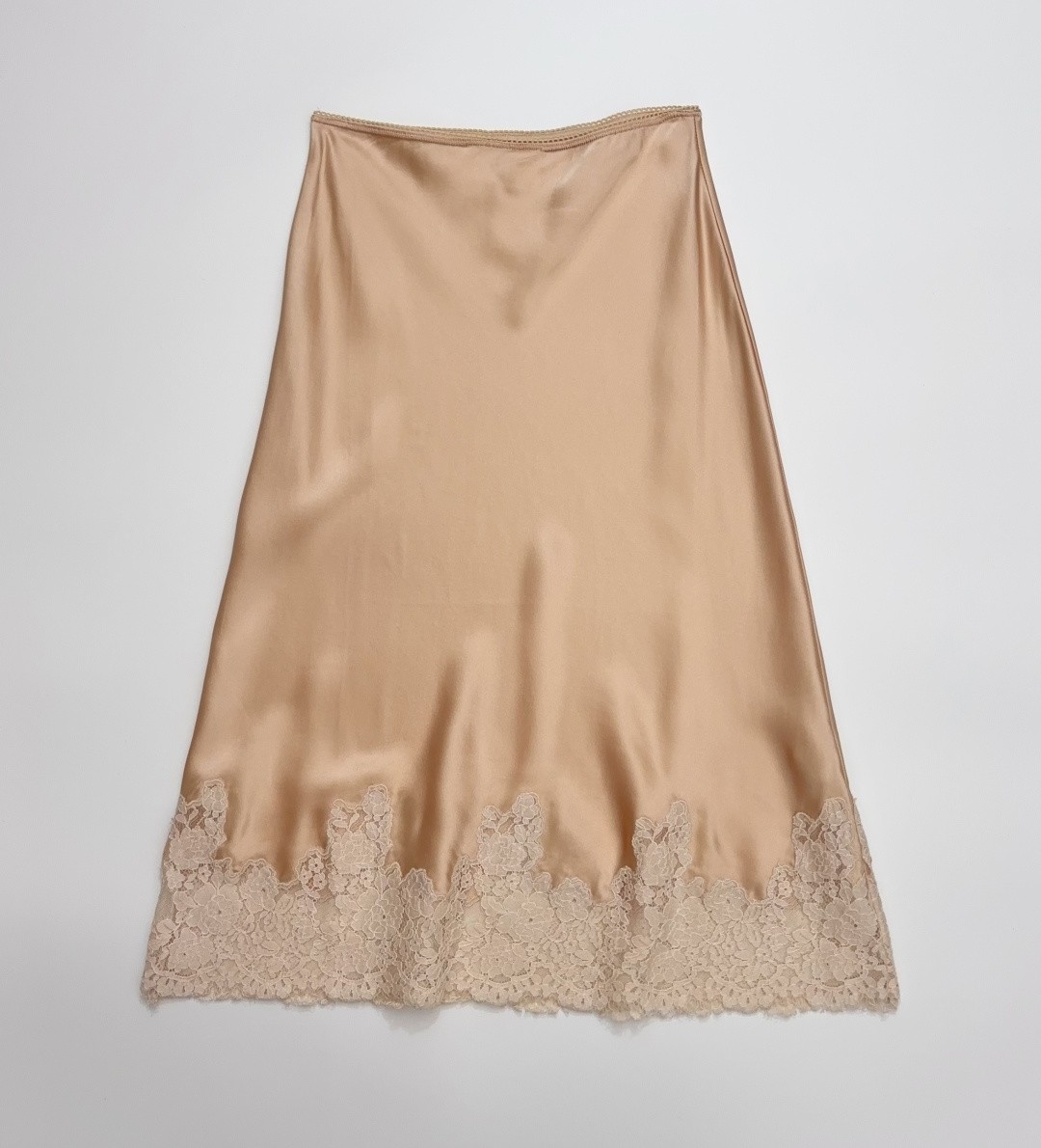 Women Doen Silk Lace A-line Contrasting Midi Skirt