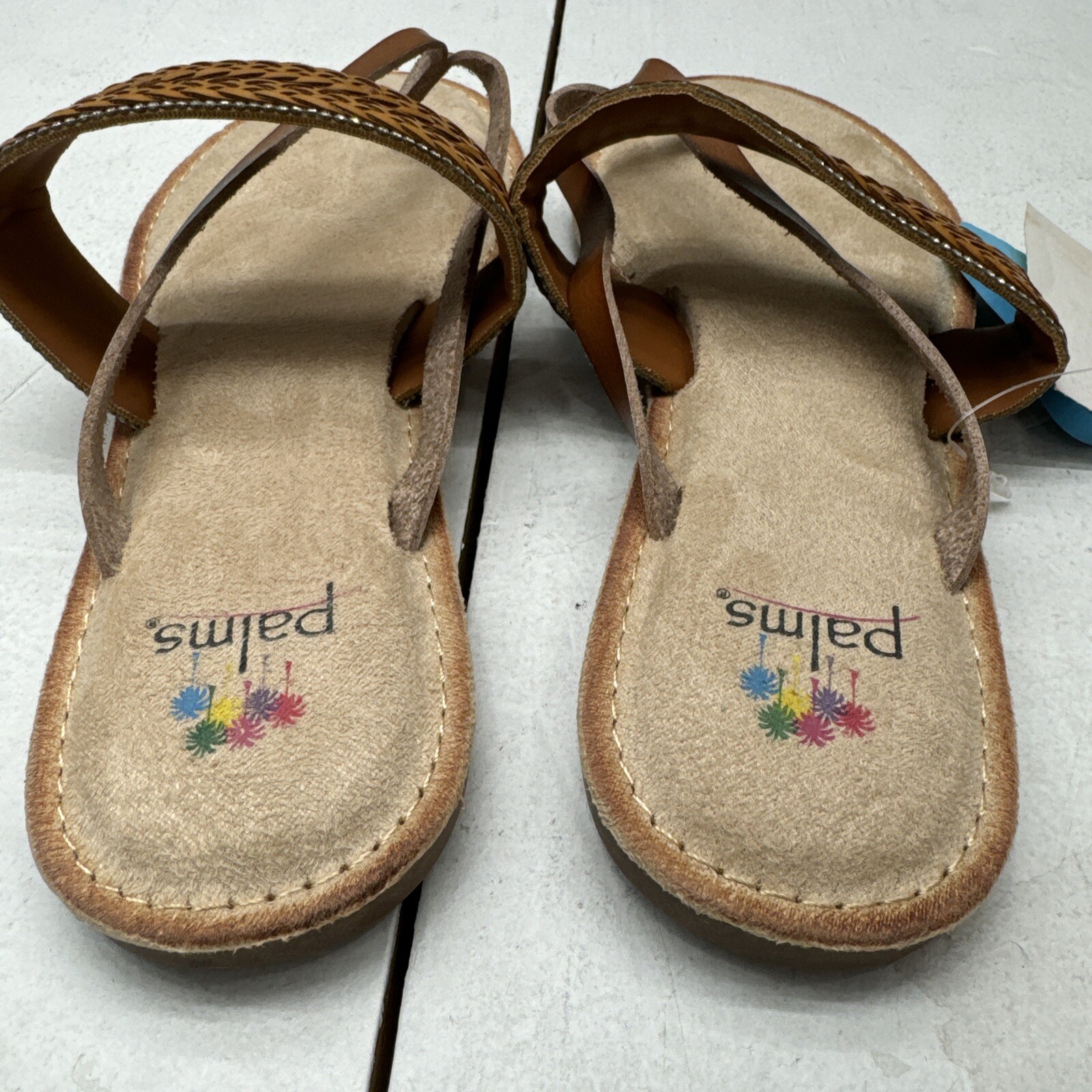 Palms Brown Thong Strap Sandal Rhinestone Memory Foam Footbed Women’s Size 8