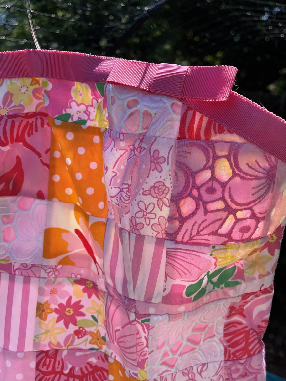 Lilly Pulitzer Bowen Sz 8 Pink Patchwork Mini Strapless Sundress Corset Lined