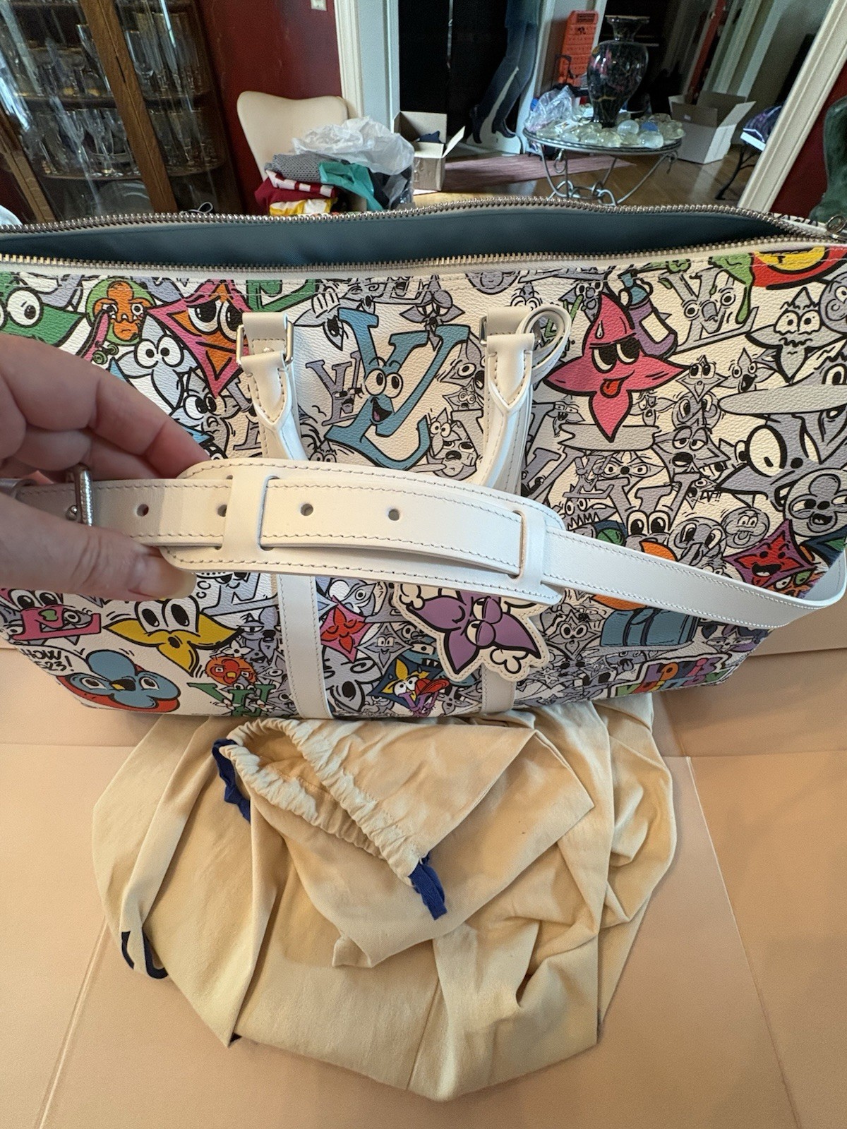 LOUIS VUITTON 2023 Comics White Multi Monogram Keepall Bandouliere 50 BRAND NEW