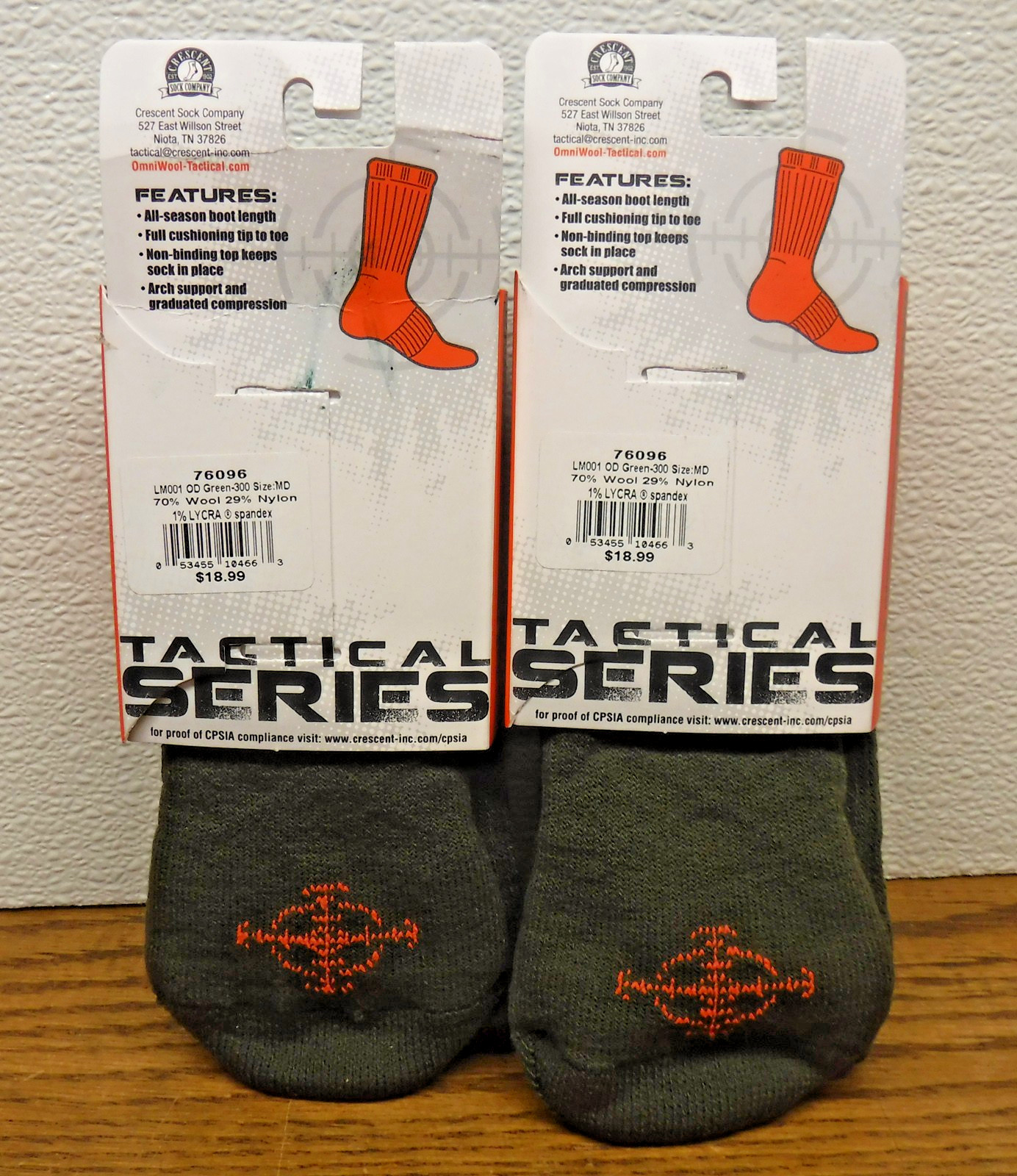 2pr Omni Wool Tactical Medium Weight Utility Boot Socks Men sz 6-9 Women sz 7-10