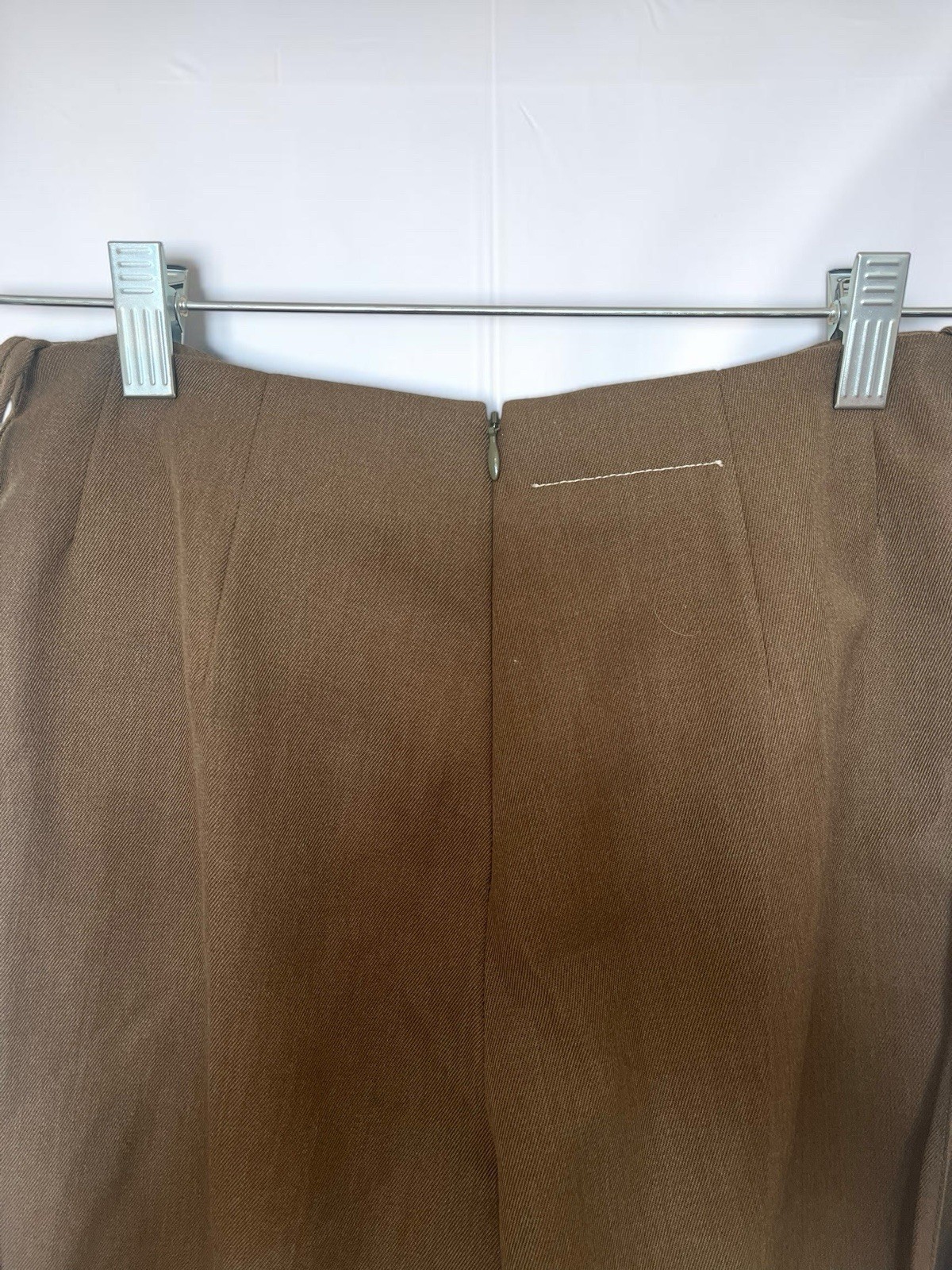 MM6 Maison Margiela Wool Blend Cropped Olive Trousers Sz IT 38 US 2 Tie Details