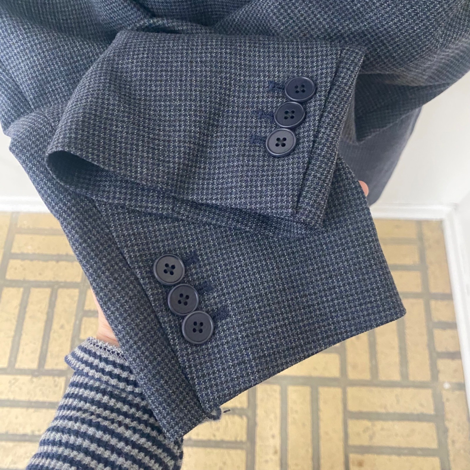 Kallmeyer New York Iman Shrunken Blazer Jacket Wool Houndstooth Size 12