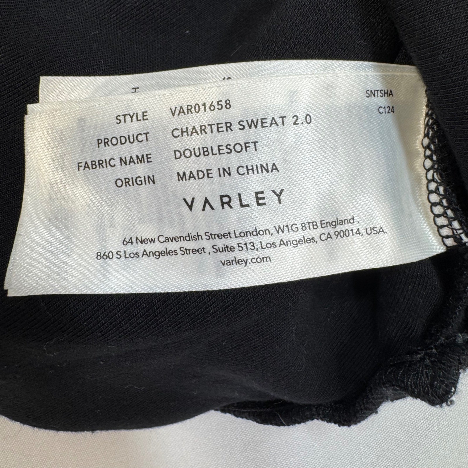 Varley Charter Sweat 2.0 DoubleSoft Black Side Zip Sweatshirt VAR01658 Large