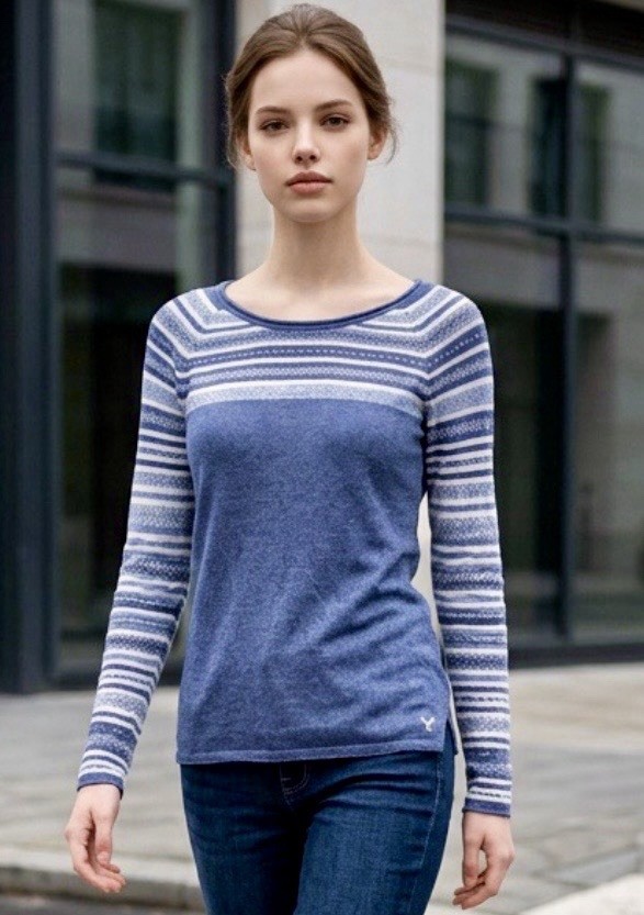 AE Outfitters Woman’s Lightweight Pullover Sweater w/Striped Fair Isle Pattern M