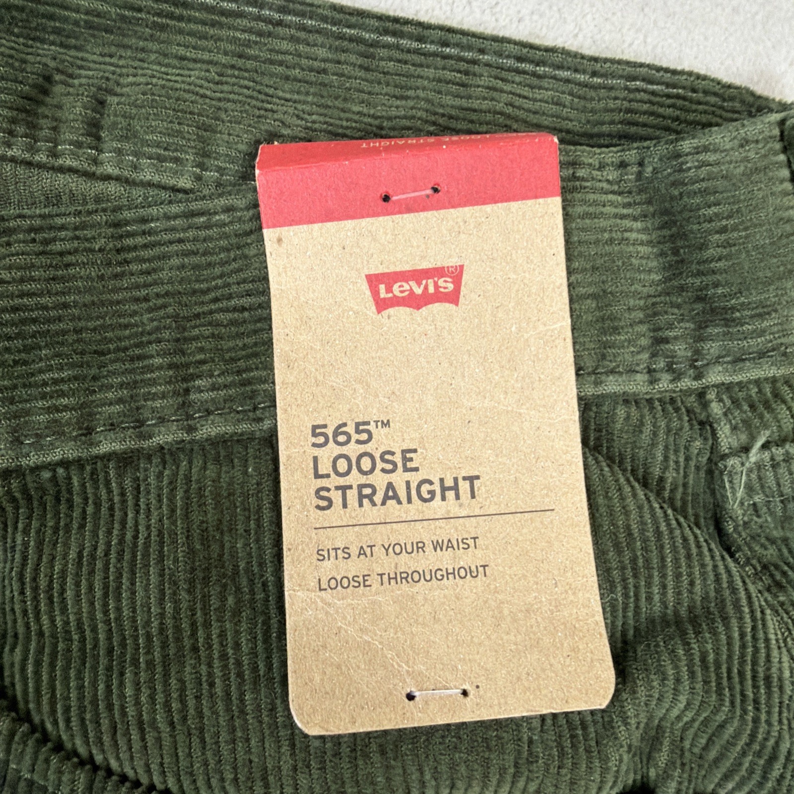 Levi’s 565 Loose Straight Corduroy Jeans Men’s Size 34×32 Olive Green Y2k Cotton