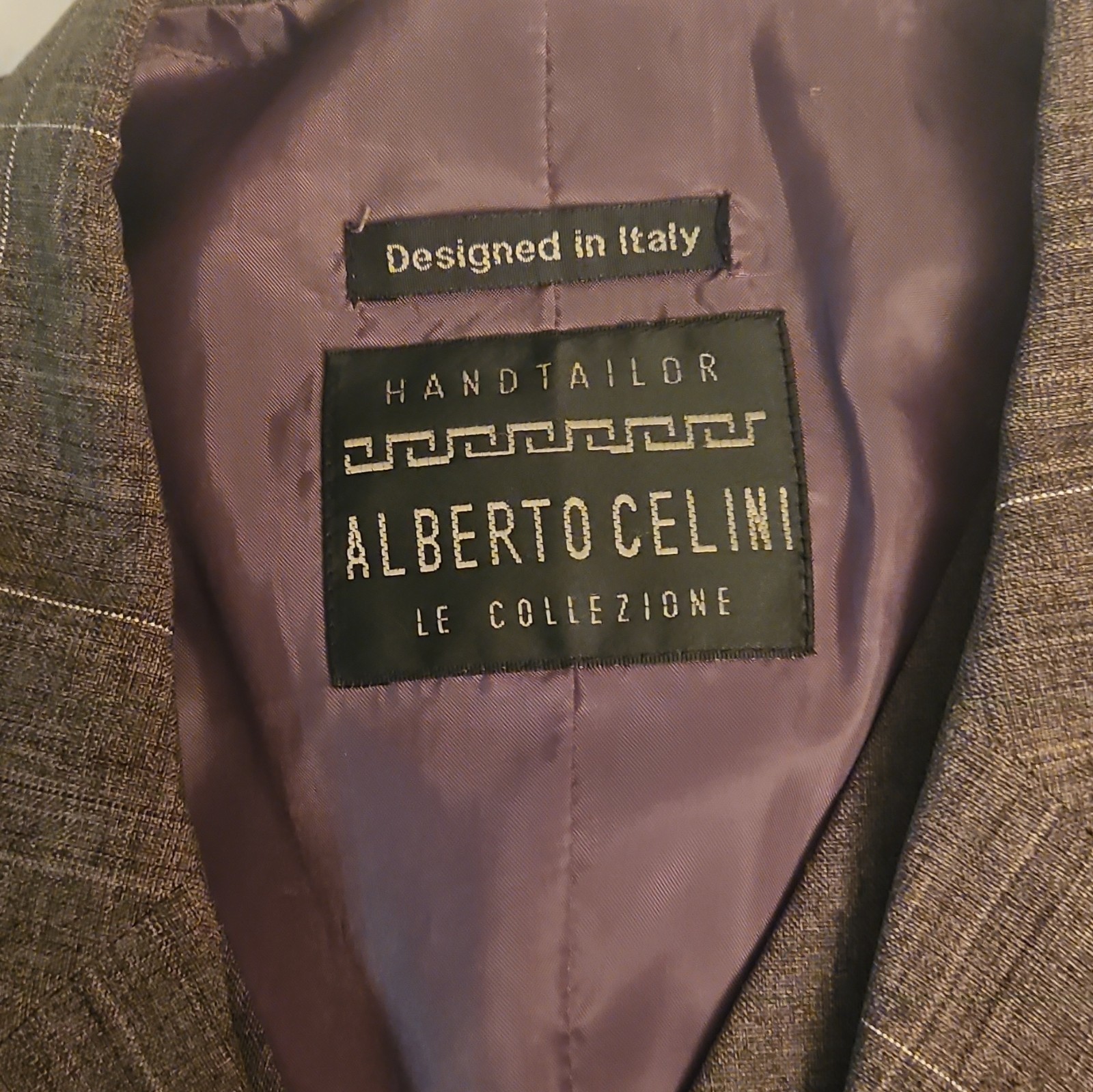 Alberto Celini Plaid Formal 3 piece suit 50R Regular 100% Polyester Taffeta