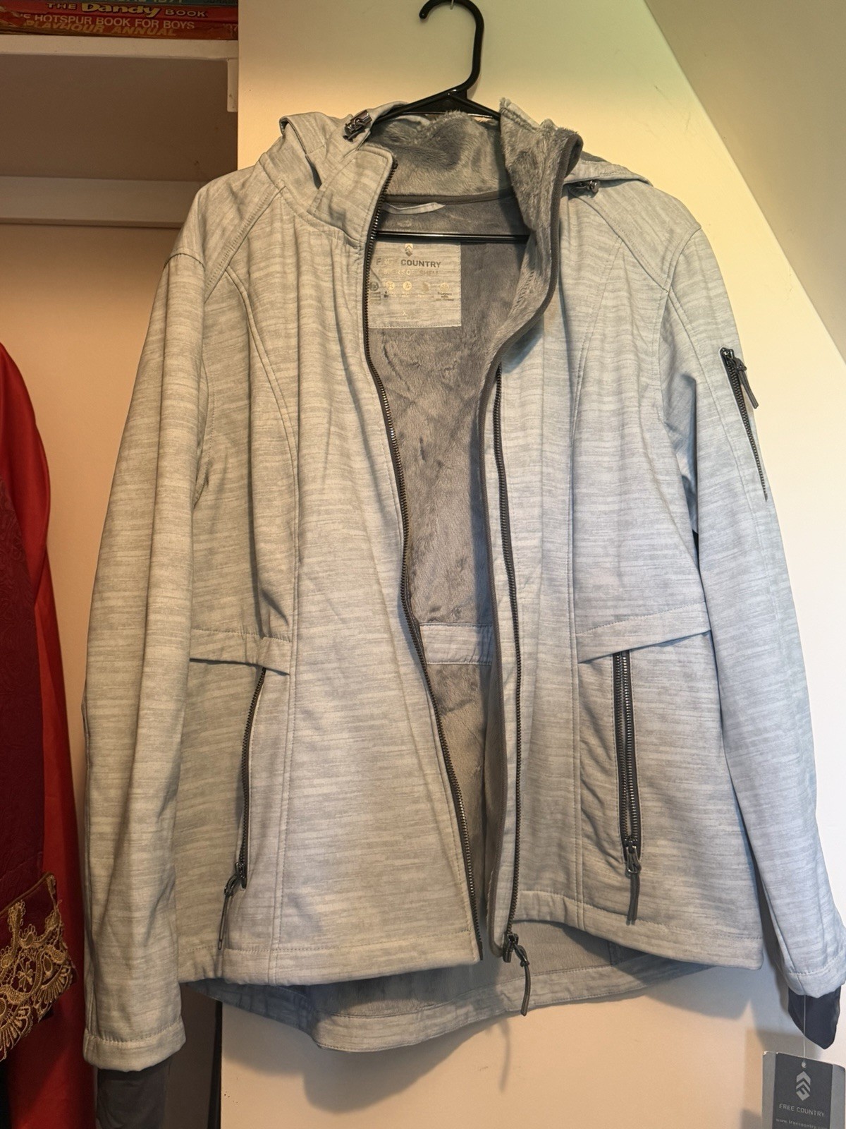 Free Country Super Softshell Hooded Water/Wind Resistant Gray XXL