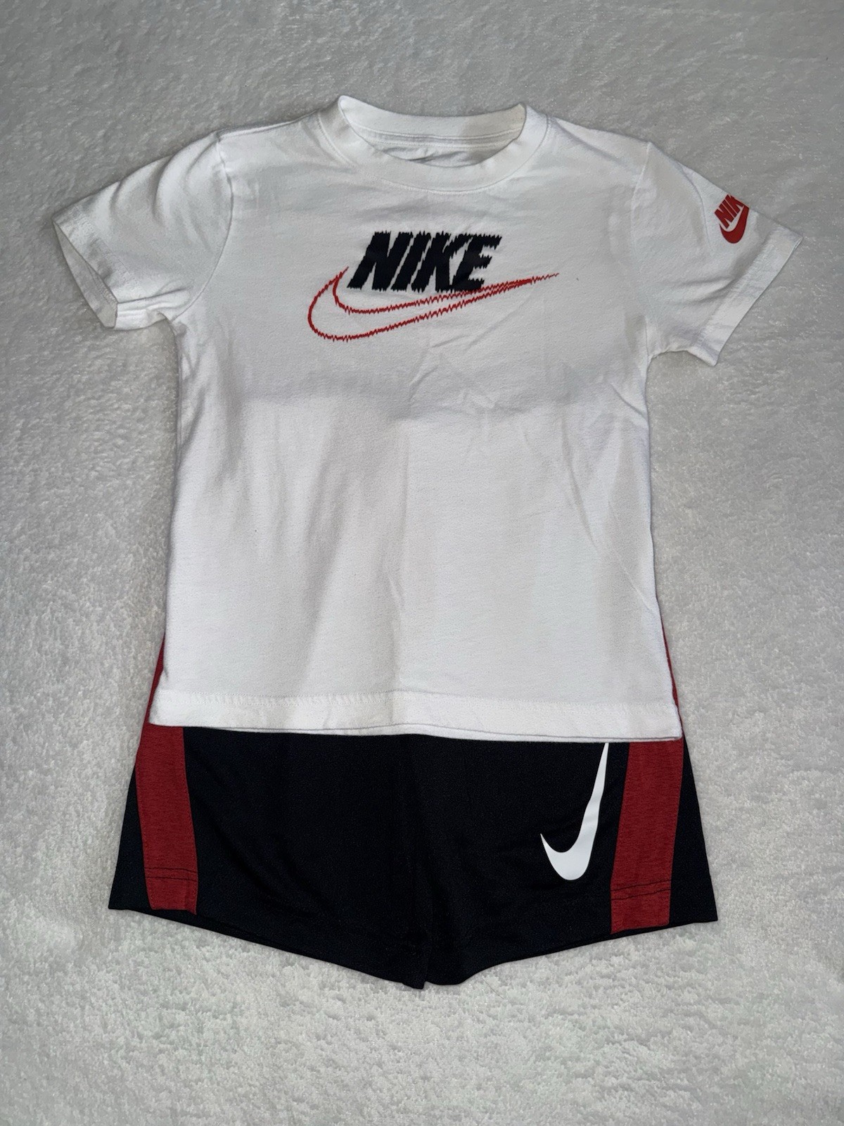 Size 7 (5 Outfits) “Nike” Logo T-Shirt & Shorts 2 Piece Outfit Set