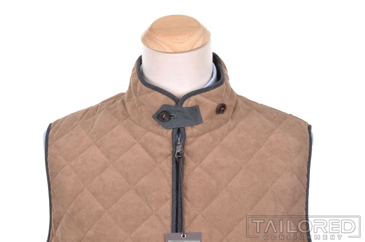 NWT – WATERVILLE Theo Solid Beige Polyester Mens Quilted Vest – EU 56 / XL