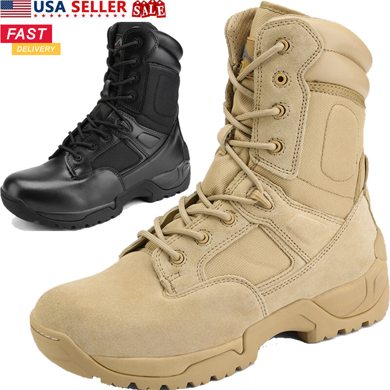 Men’s Military Tactical Work Boots Hiking Motorcycle Combat Army Boots Wide Size