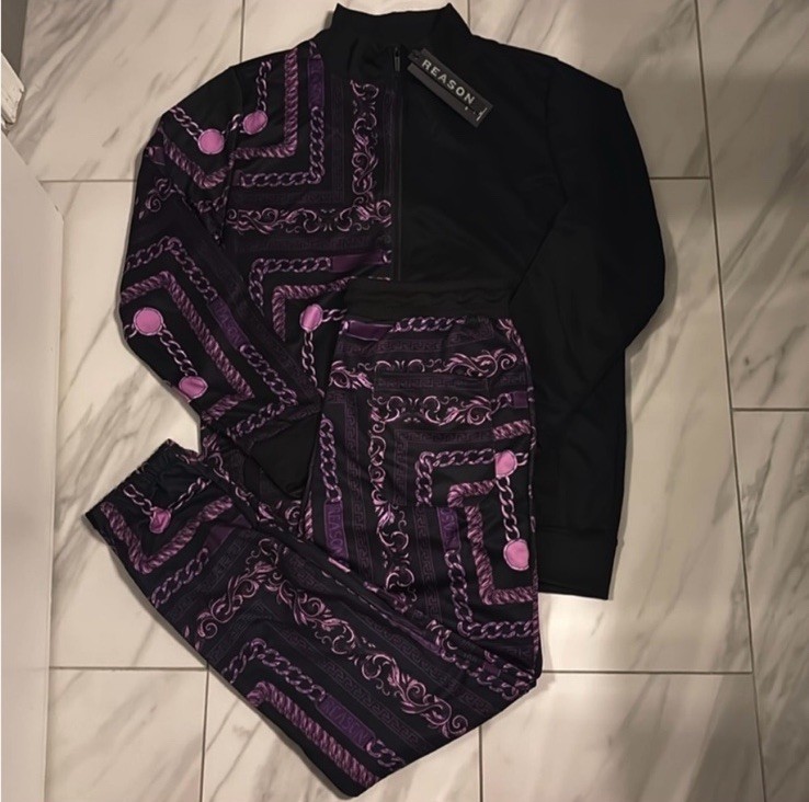 Reason Men’s Chainlink Tracksuit Purple Black New