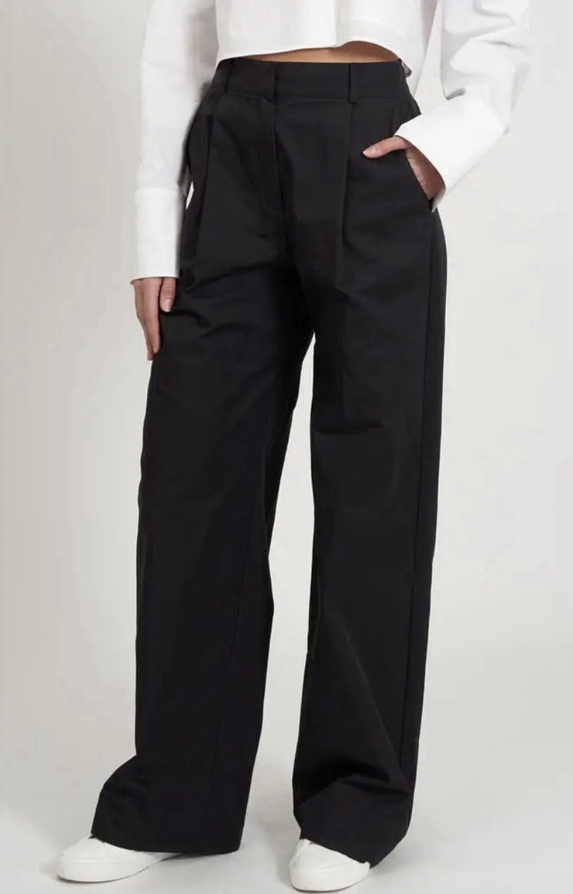 NWT REBECCA MINKOFF Walker Pleated Wide Leg Pants True Black Size 4 New Tags