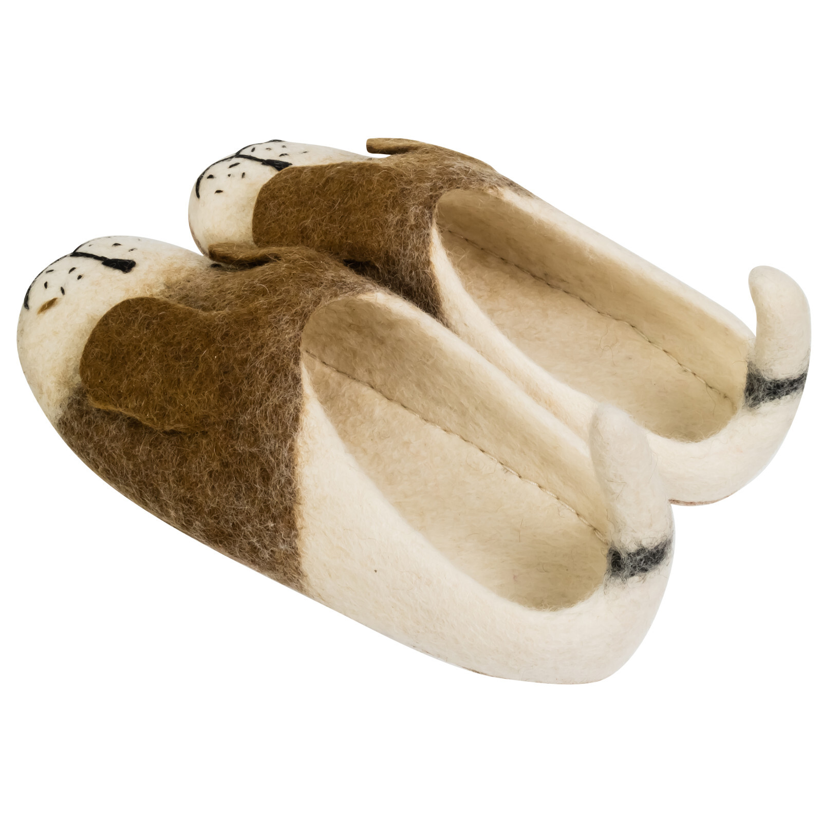 Eco Friendly Natural Sheep Wool Felted Handmade Dog Shaped Slippers