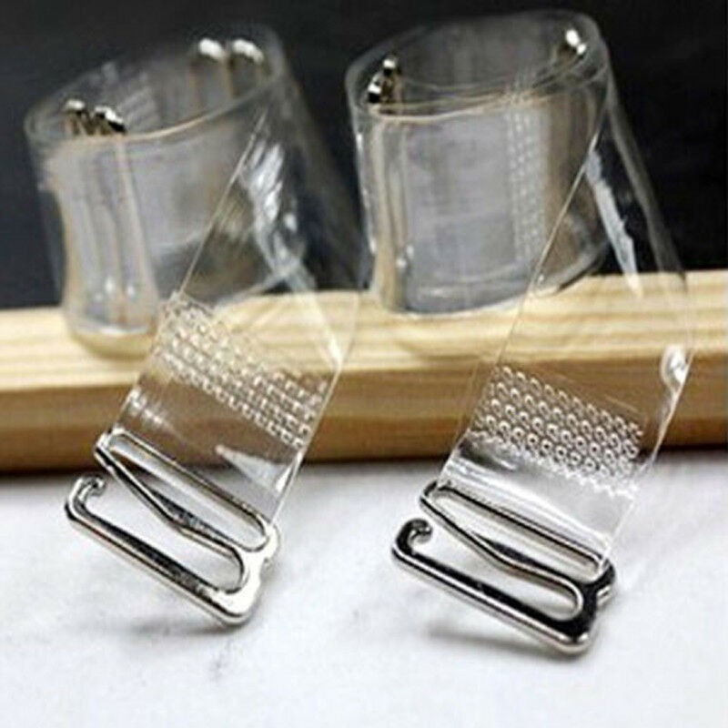 2 Pack Clear Adjustable Invisible Bra Straps 15mm Removable Shoulder Straps