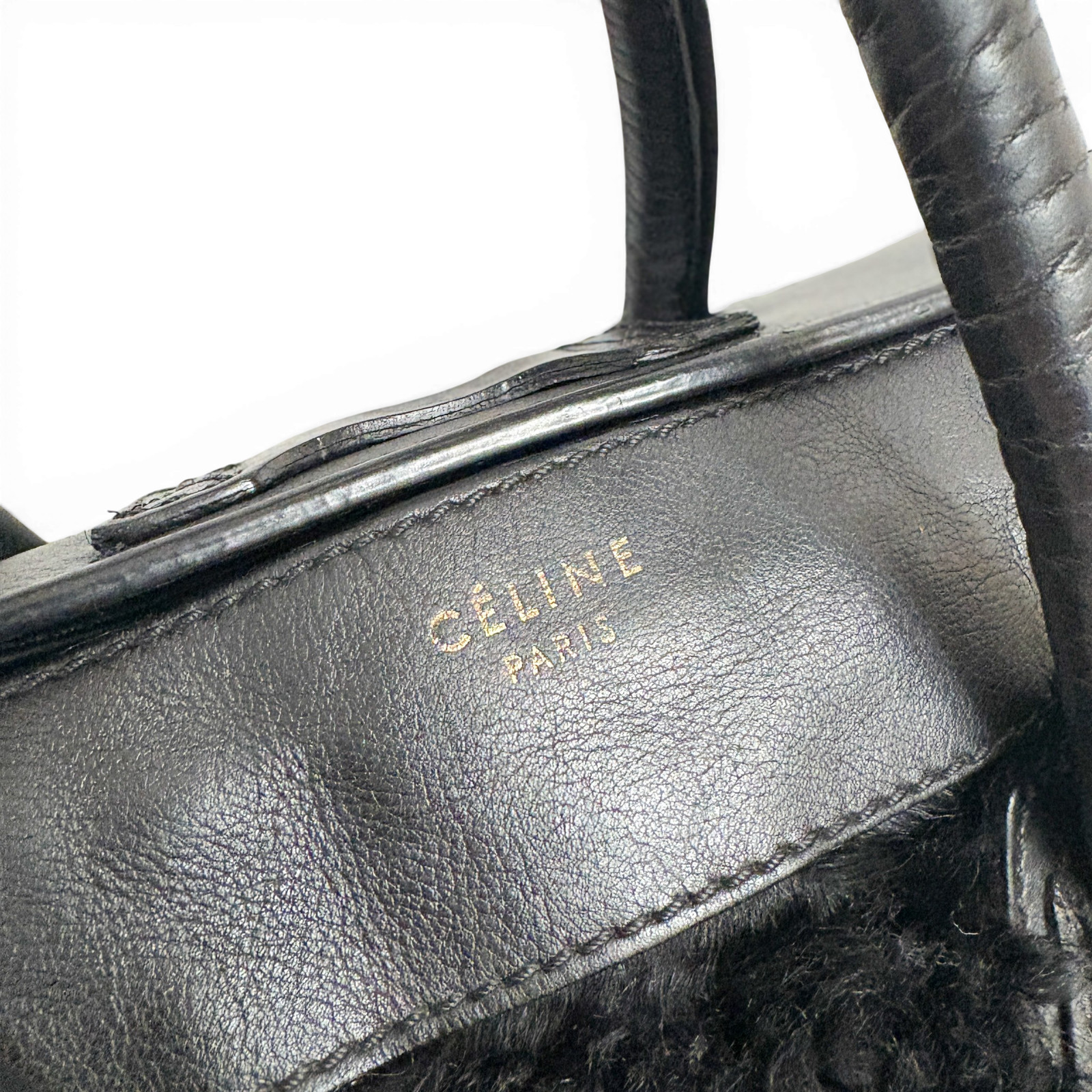 CELINE Leather Phantom Luggage Tote Bag Black