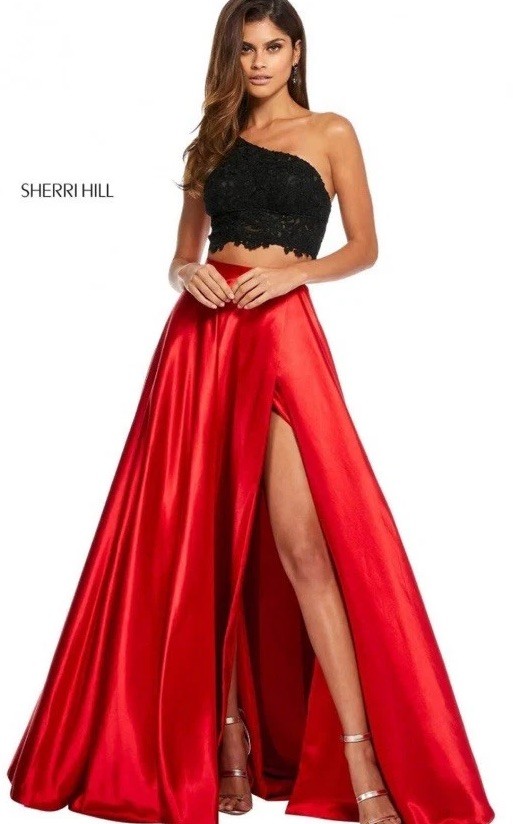 Sherri Hill 52730 Blk/Red 2pc Formal Size 8 “NEW”