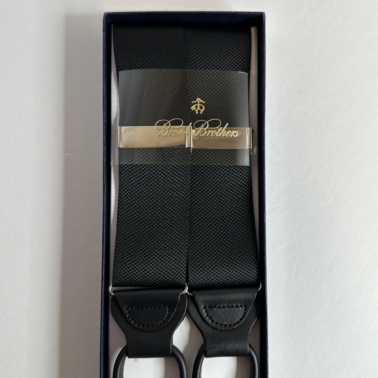 Brooks Brothers Suspenders – Black – Leather **NEW**