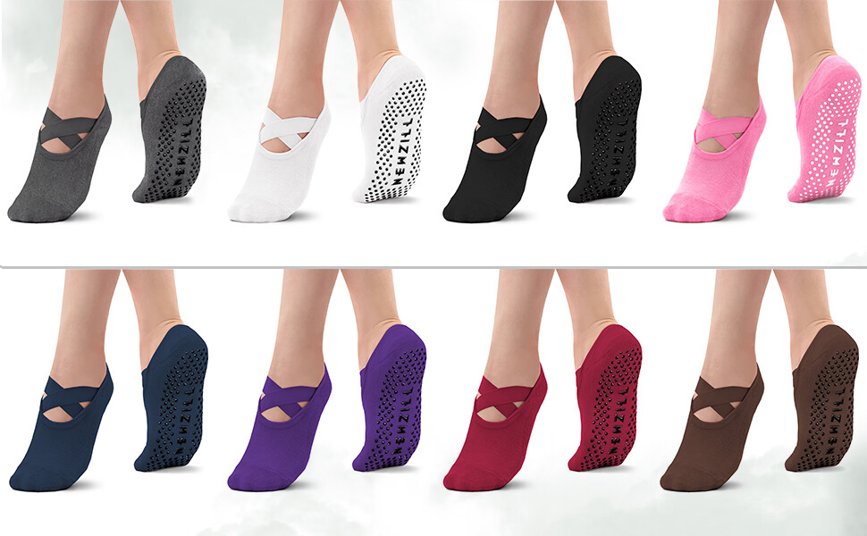 ⭐️Newzill 3 Pairs Yoga Socks Women Non-slip Straps Pilates Workouts Dance Home⭐