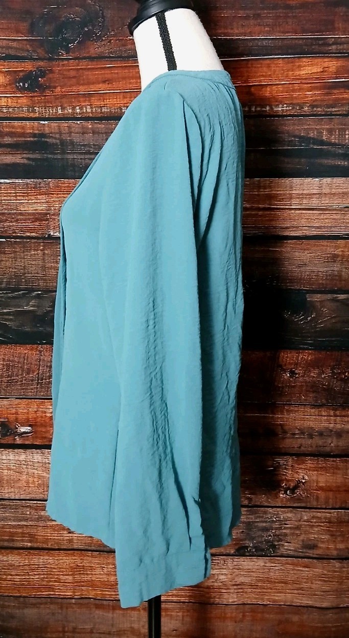 Blooming Jelly Two Piece Top Set Size M Textured Teal Pleated Tank & Tunic