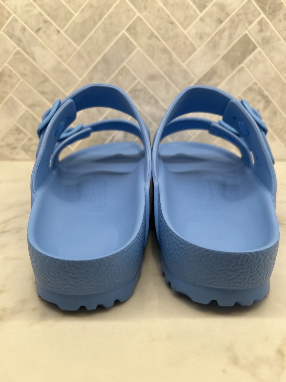 Birkenstock Arizona Essentials EVA Sandals Womens 10 41 Sky Blue Slip On Slides